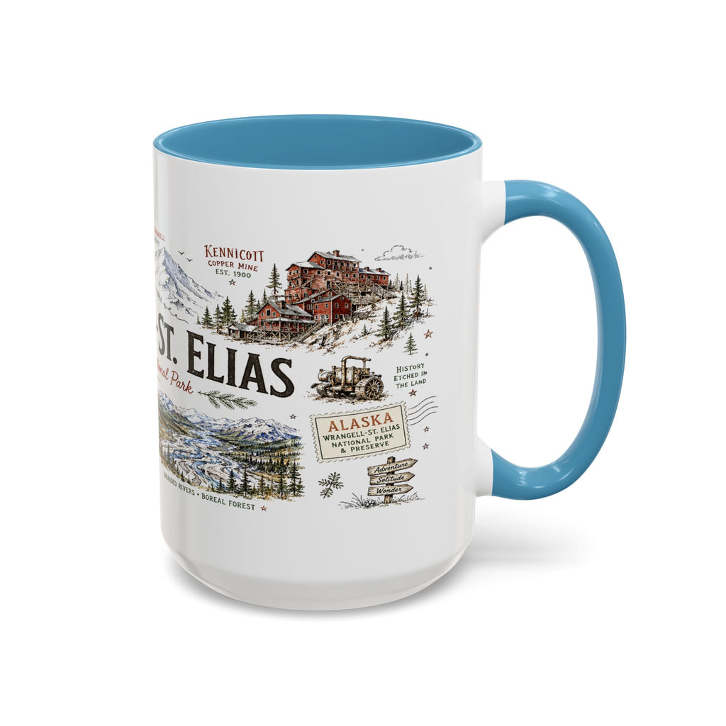 Wrangell-St. Elias National Park Coffee Mug | Alaska Wilderness Climbing Gift | Accent Color Ceramic 11oz 15oz