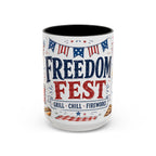 Freedom Fest Coffee Mug | Grill Chill Fireworks 4th of July | Accent Color Ceramic 11oz 15oz