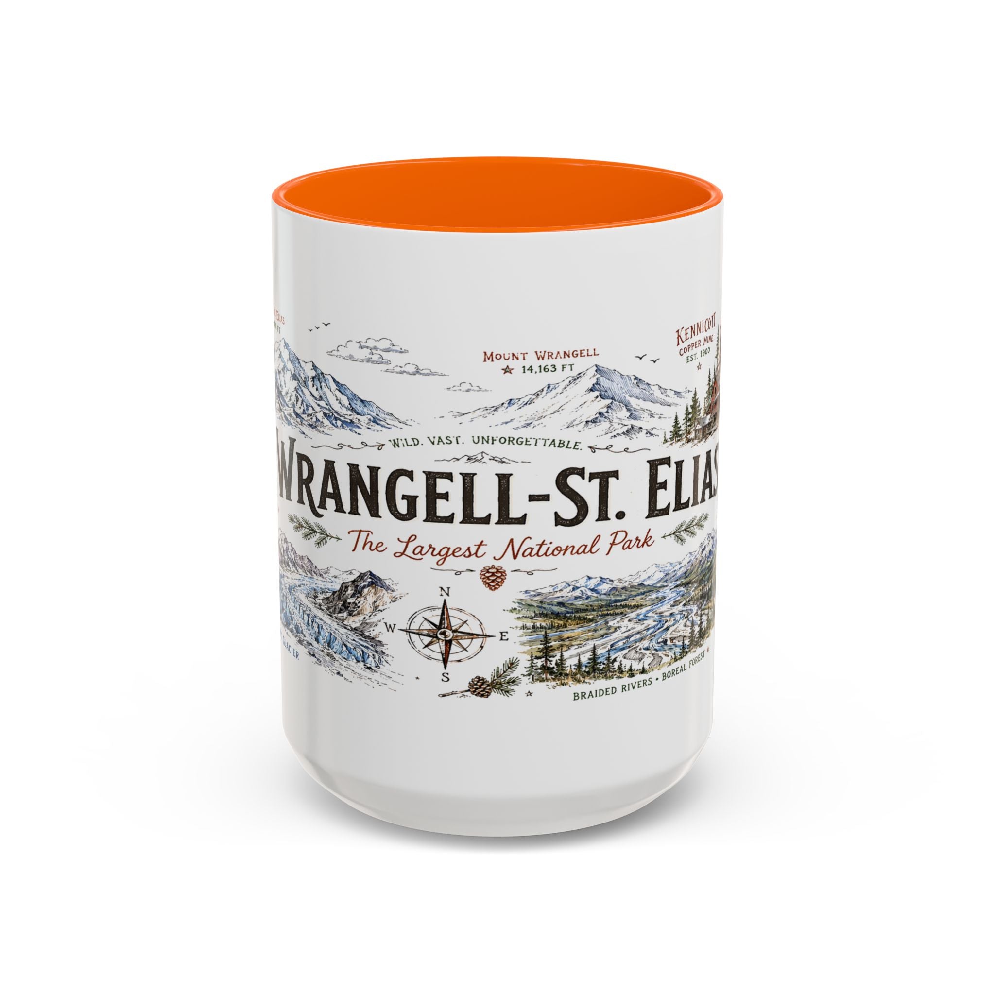Wrangell-St. Elias National Park Coffee Mug | Alaska Wilderness Climbing Gift | Accent Color Ceramic 11oz 15oz