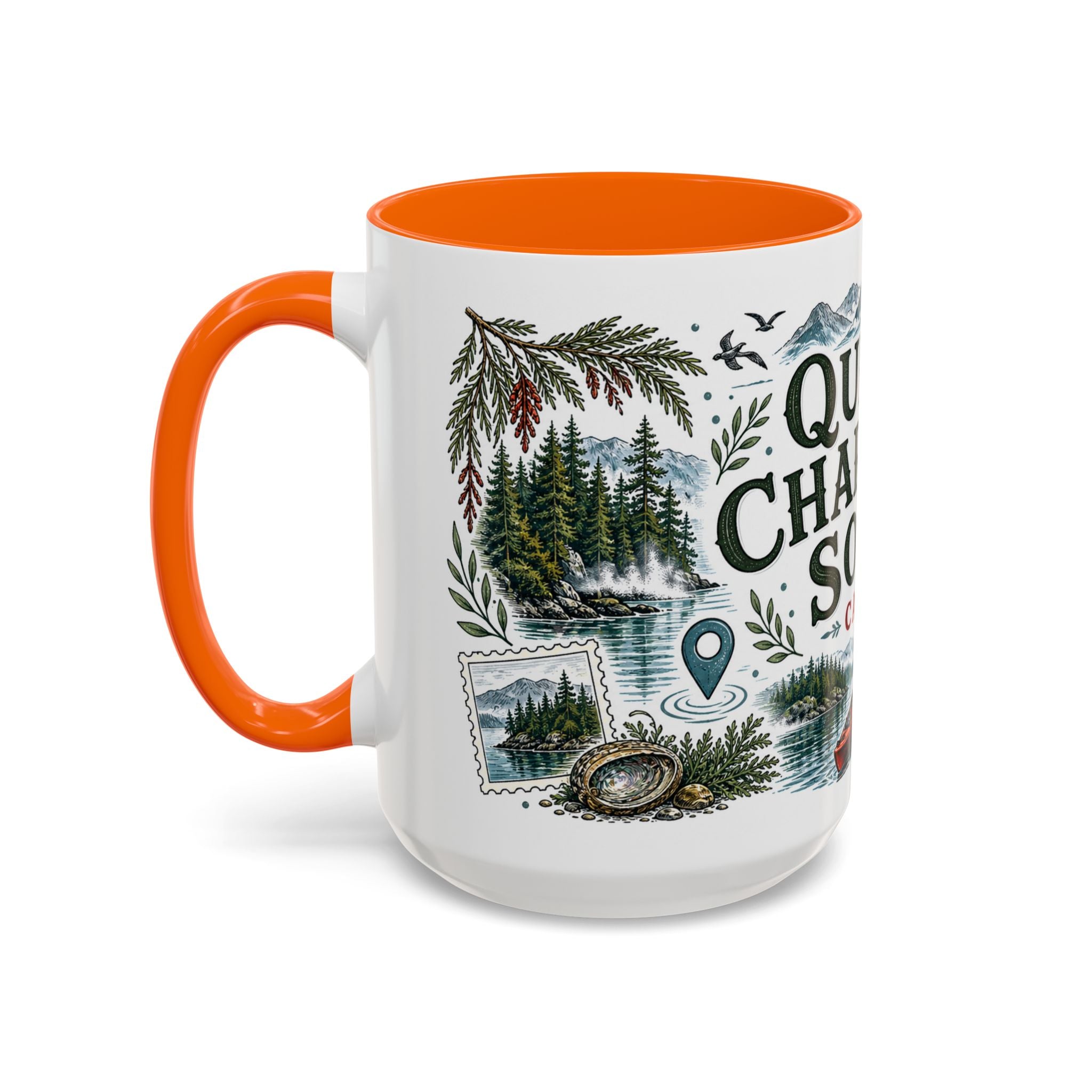 Queen Charlotte Sound Coffee Mug | Travel Destination Souvenir Gift | Accent Color Ceramic 11oz 15oz