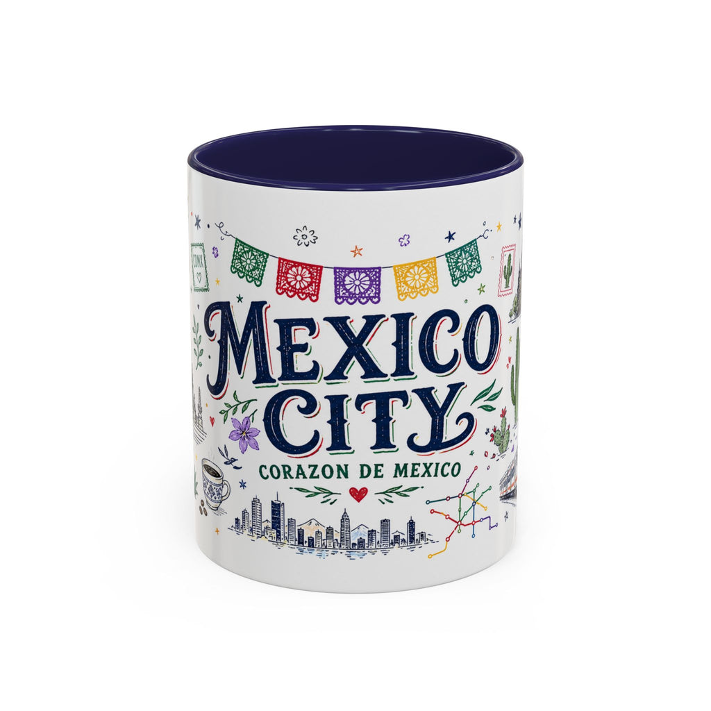 Mexico City Coffee Mug | Mexico Souvenir Travel Gift | Accent Color Ceramic 11oz 15oz