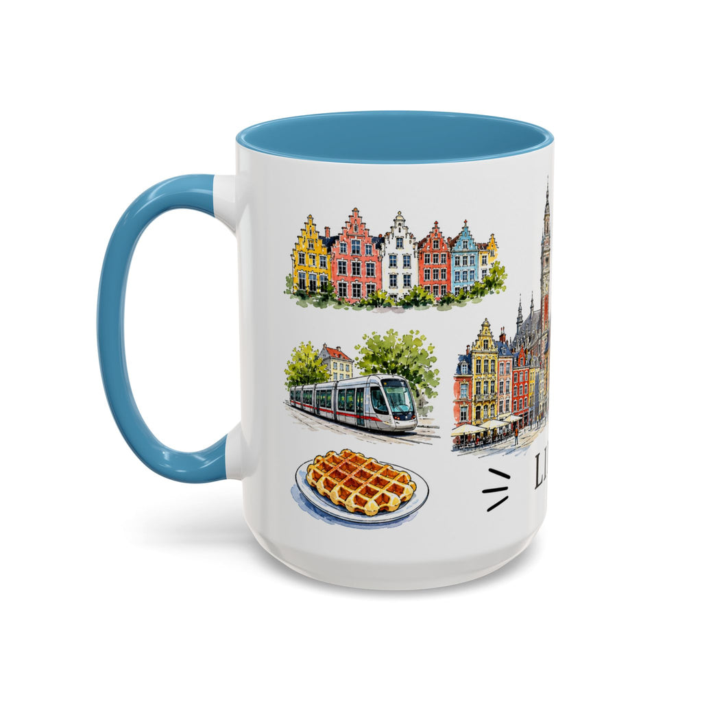 Lille Illustrated Travel Mug | City Souvenir Accent Coffee Mug | 11oz 15oz Ceramic Cup