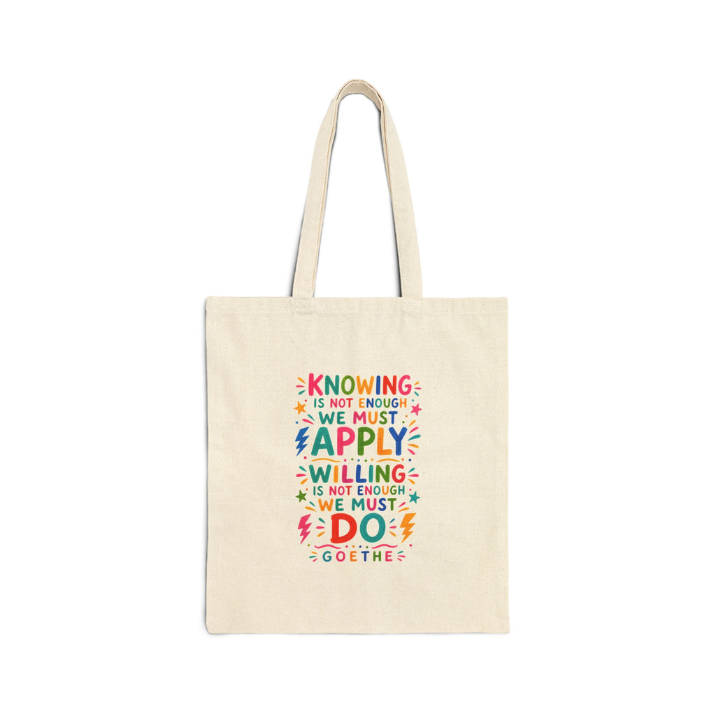 Goethe Quote Tote Bag | Colorful Canvas Bag | Positive Literary Gift