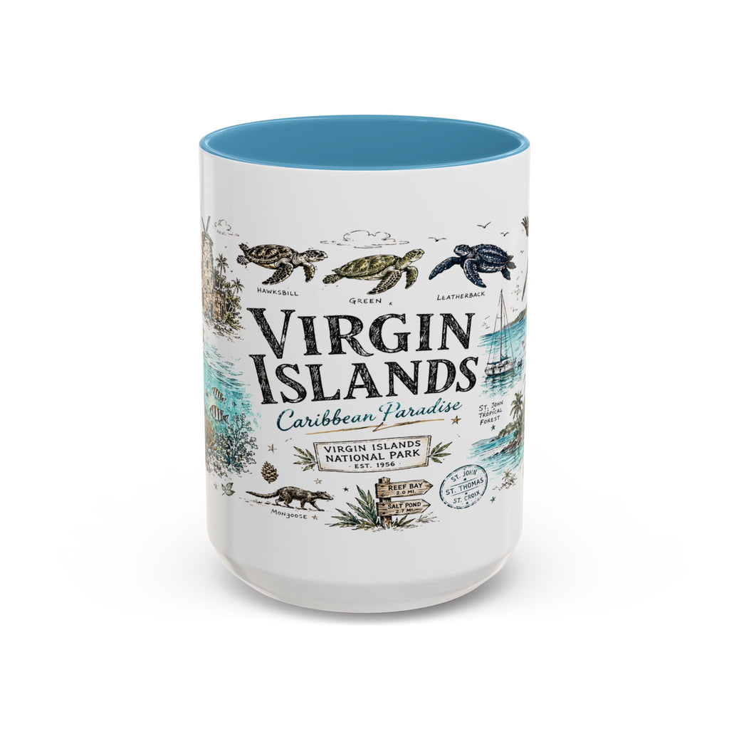 Virgin Islands National Park Coffee Mug | Caribbean Beach Snorkeling Reef Gift | Accent Color Ceramic 11oz 15oz