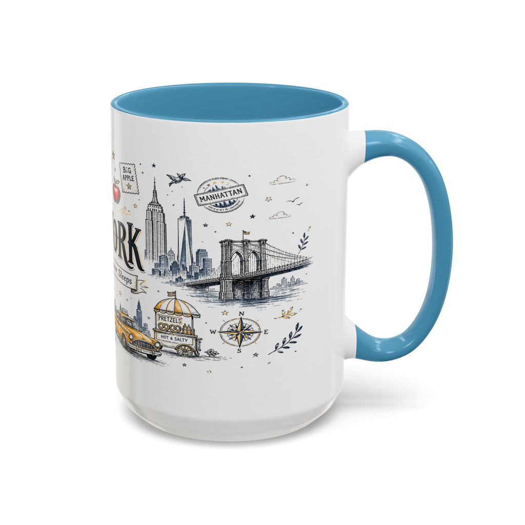 New York City Coffee Mug | New York Souvenir Travel Gift | Accent Color Ceramic 11oz 15oz