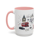 London Coffee Mug | England Souvenir Travel Gift | Accent Color Ceramic 11oz 15oz