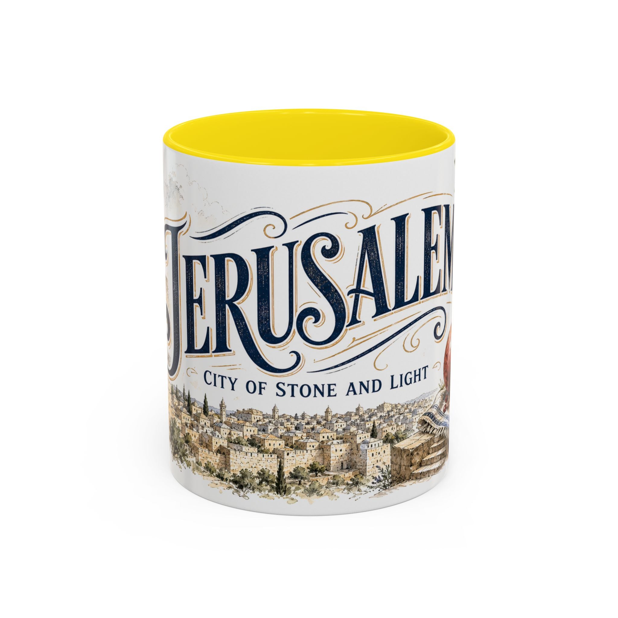 Jerusalem Coffee Mug | Jerusalem region Travel Souvenir | Vintage Illustrated City Gift | 11 oz 15 oz Accent Mug