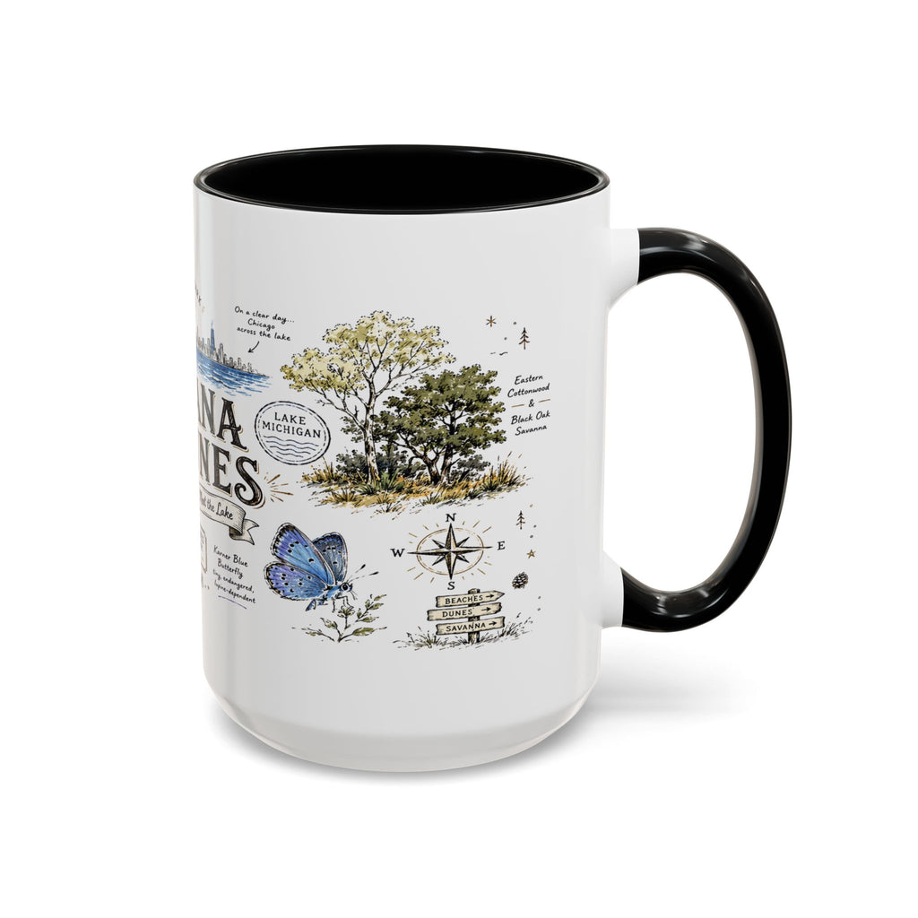 Indiana Dunes National Park Coffee Mug | Indiana Lake Michigan Beach Gift | Accent Color Ceramic 11oz 15oz