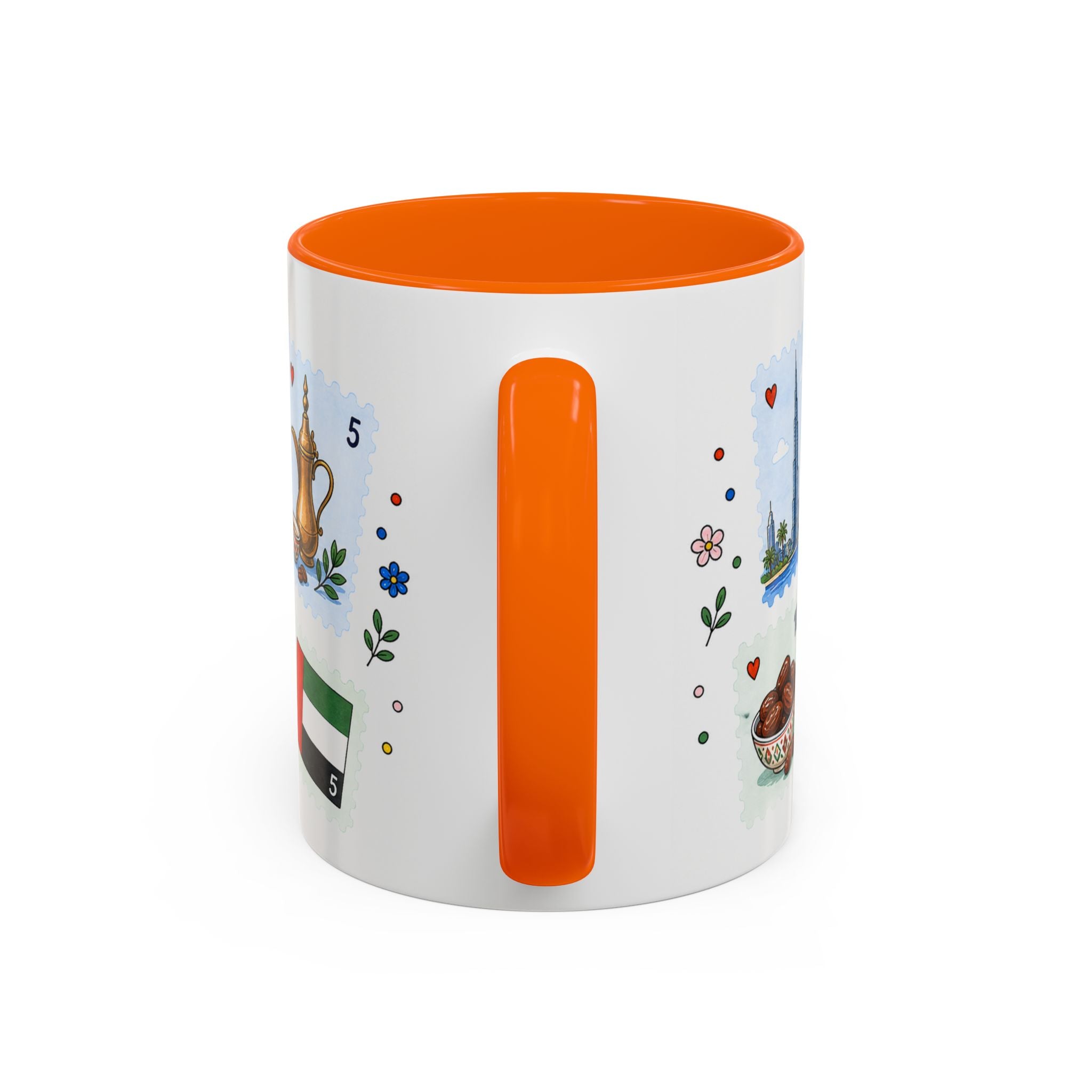 Dubai Coffee Mug | Postage Stamp Collage Mug | Travel Souvenir Accent Cup 11oz 15oz