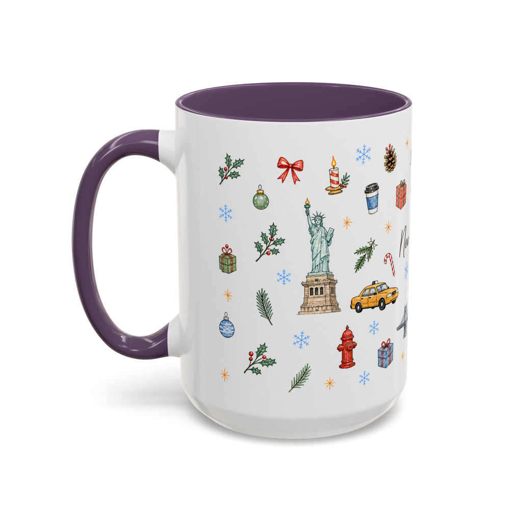 New York City Christmas Mug | Watercolor City Souvenir | Ceramic Coffee Cup