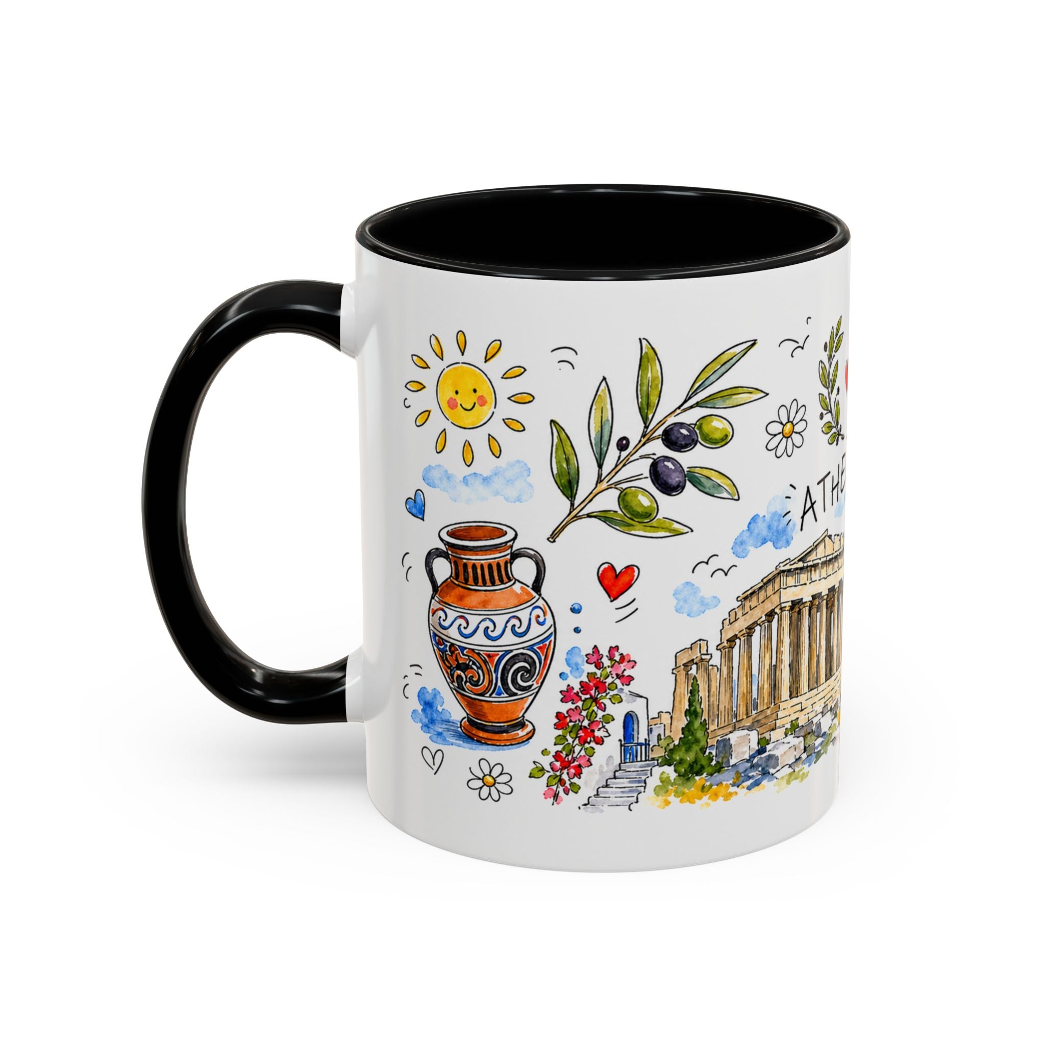 Athens Travel Mug | European City Souvenir Accent Coffee Mug | 11oz 15oz Ceramic Cup