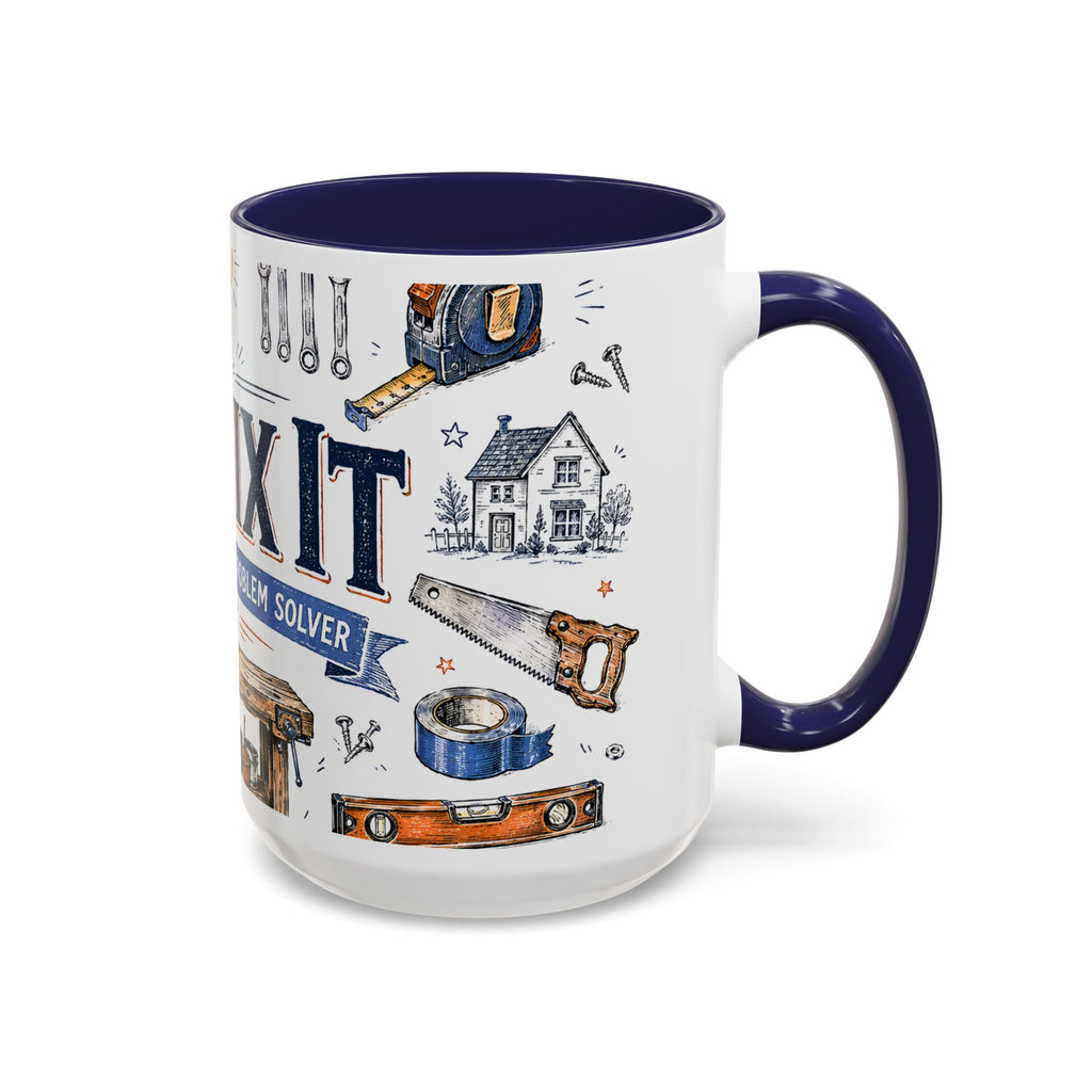 Mr Fix It Coffee Mug | Father's Day Gift for Dad | Accent Color Ceramic 11oz 15oz