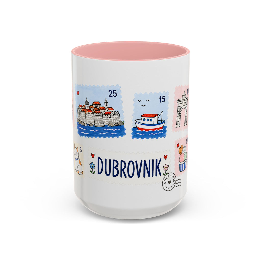 Dubrovnik Coffee Mug | Postage Stamp Collage Mug | Travel Souvenir Accent Cup 11oz 15oz