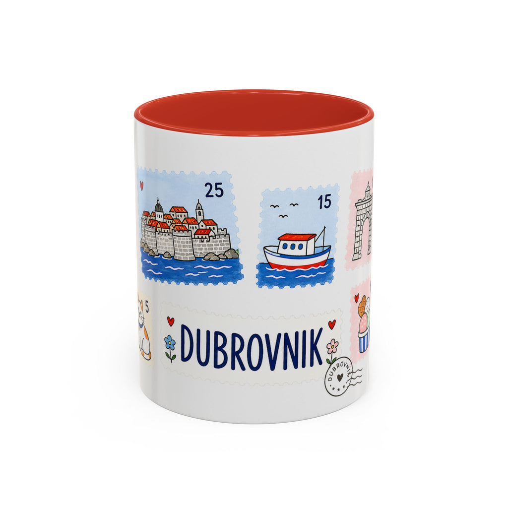 Dubrovnik Coffee Mug | Postage Stamp Collage Mug | Travel Souvenir Accent Cup 11oz 15oz