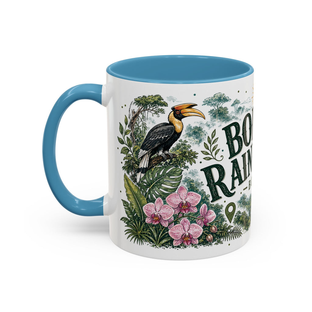 Borneo Rainforest Coffee Mug | Travel Destination Souvenir Gift | Accent Color Ceramic 11oz 15oz