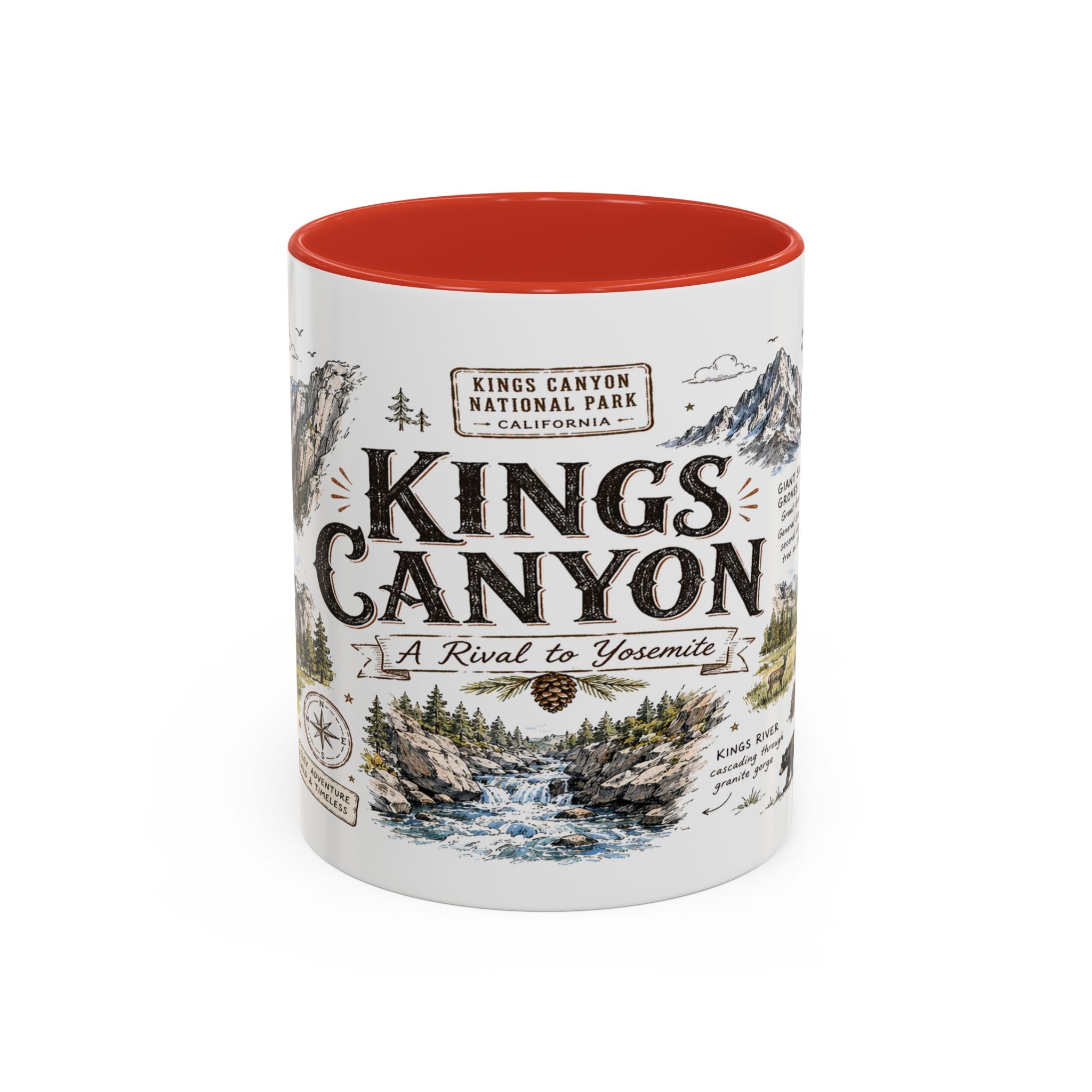 Kings Canyon National Park Coffee Mug | California Sierra Nevada Sequoia Gift | Accent Color Ceramic 11oz 15oz