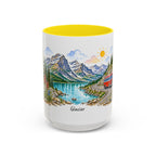 Glacier National Park Mug | US Travel Souvenir Accent Coffee Mug | 11oz 15oz Ceramic Cup