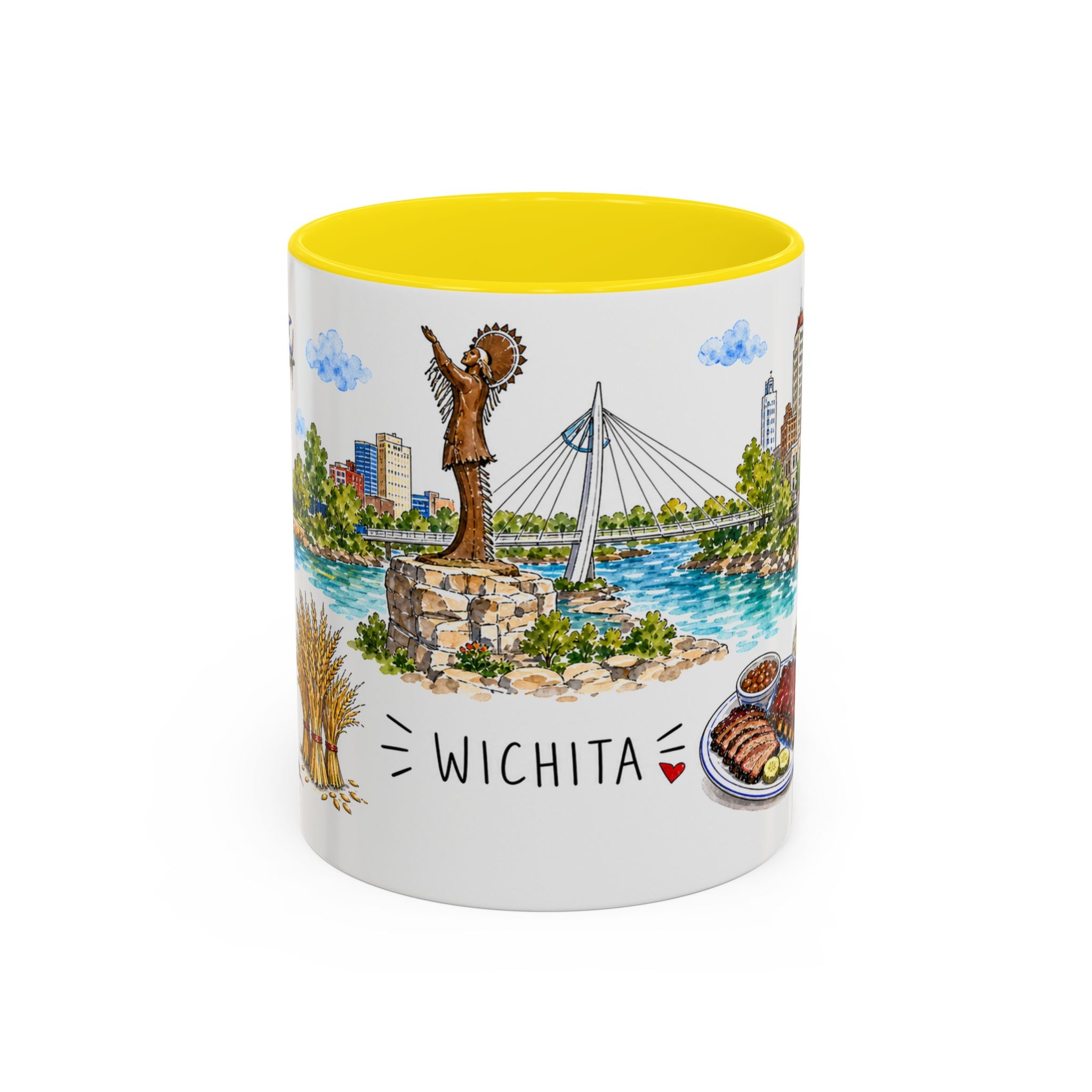 Wichita Illustrated Travel Mug | City Souvenir Accent Coffee Mug | 11oz 15oz Ceramic Cup