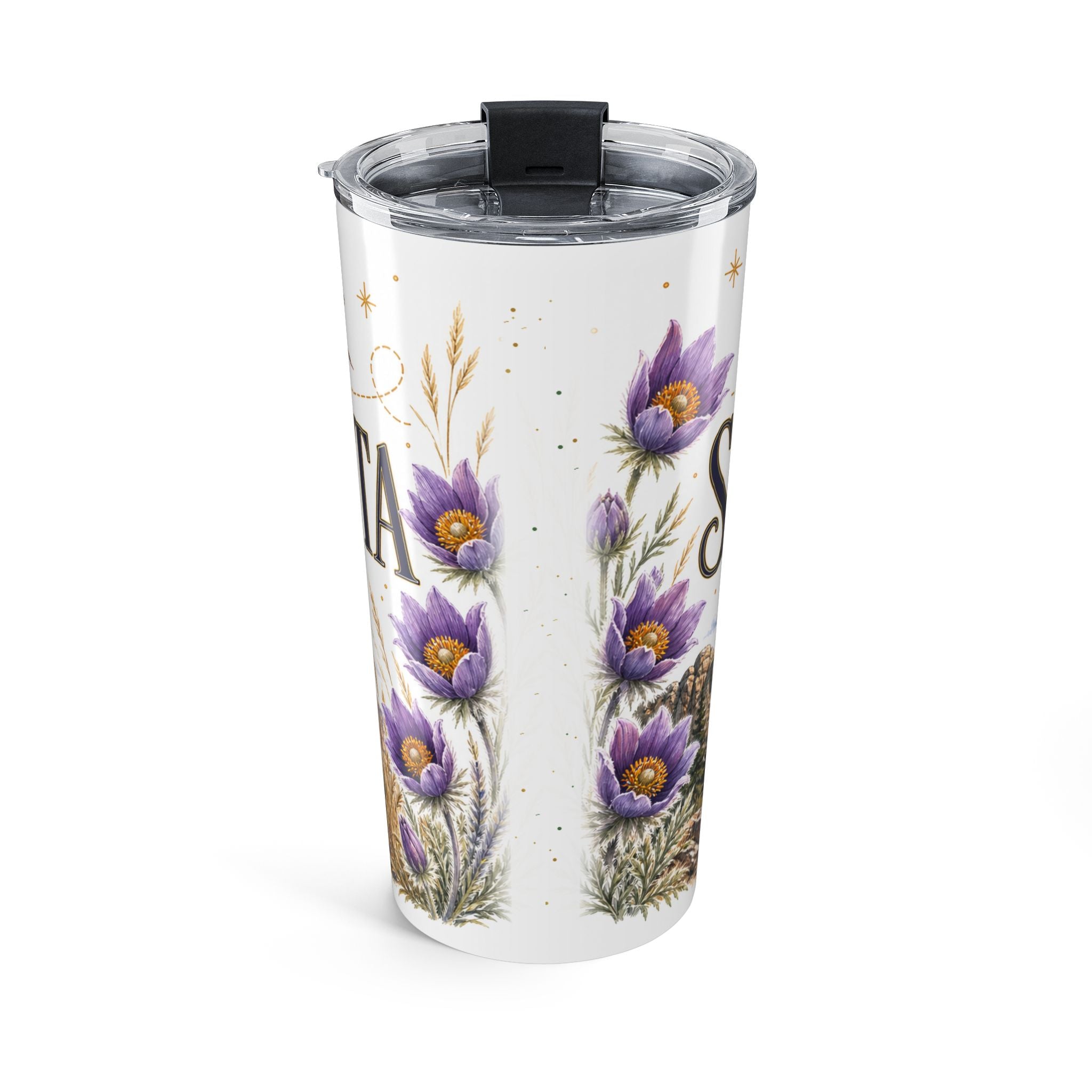 South Dakota State Flower 20oz Tumbler | Pasque Flower Botanical State Flower Gift | Insulated Stainless Steel Travel Cup