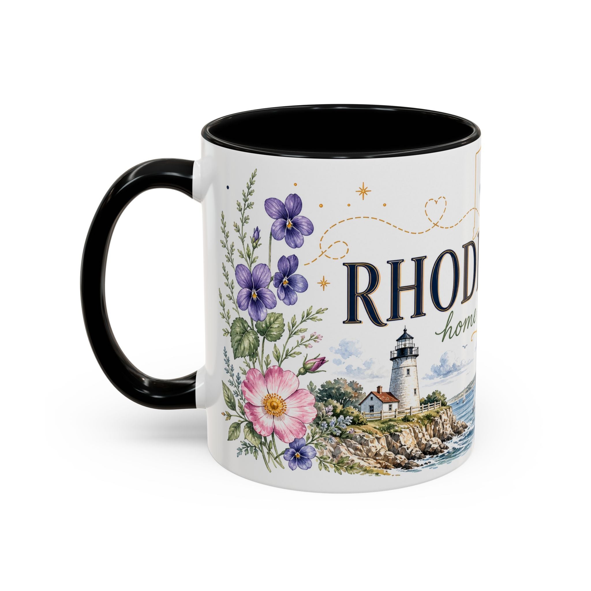 Rhode Island State Map Mug | Botanical Seaside Accent Cup (11oz or 15oz)