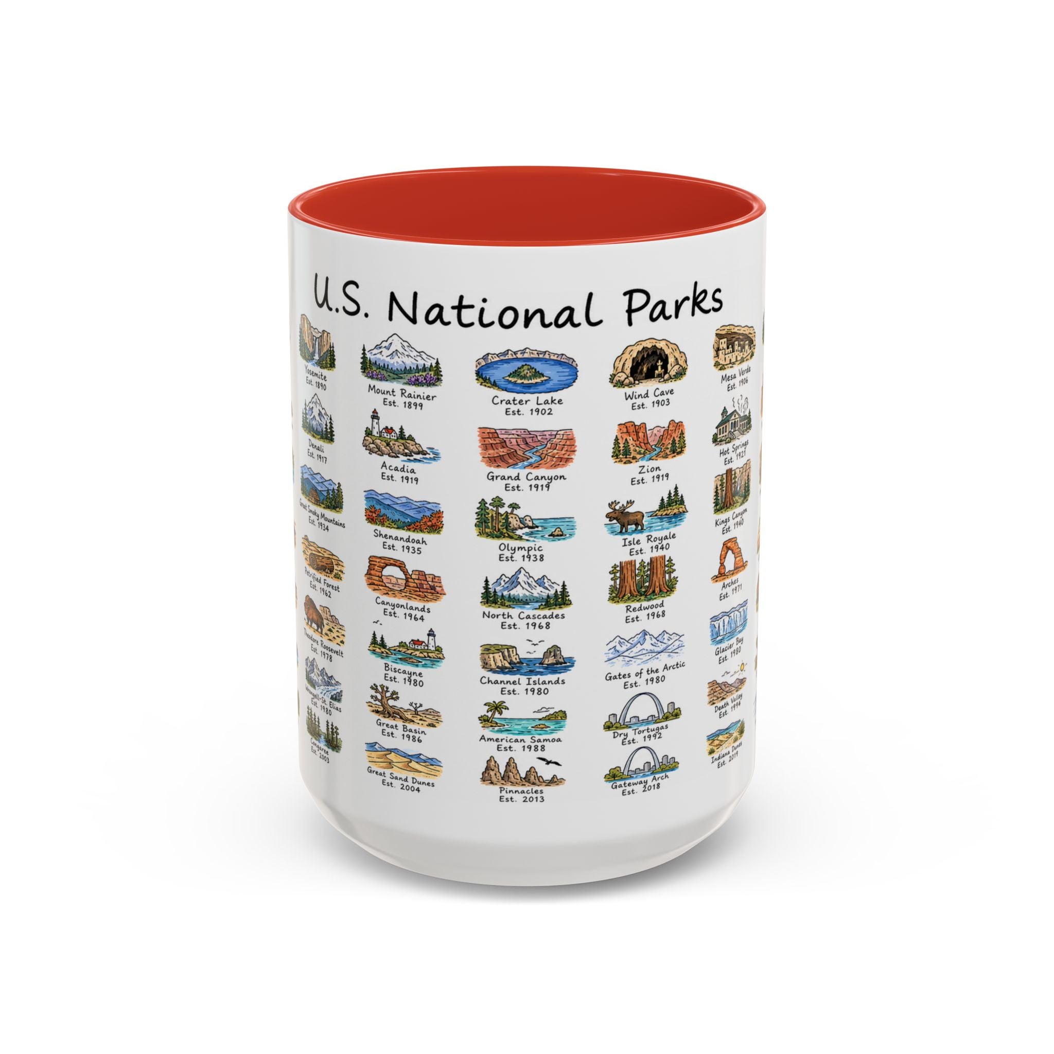 63 National Parks Mug | U.S. Parks Coffee Cup | Park Bucket List Gift | Road Trip Hiking Camping Souvenir