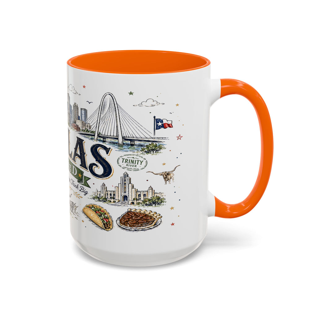 Dallas Coffee Mug | Texas Souvenir City Gift | Accent Color Ceramic 11oz 15oz