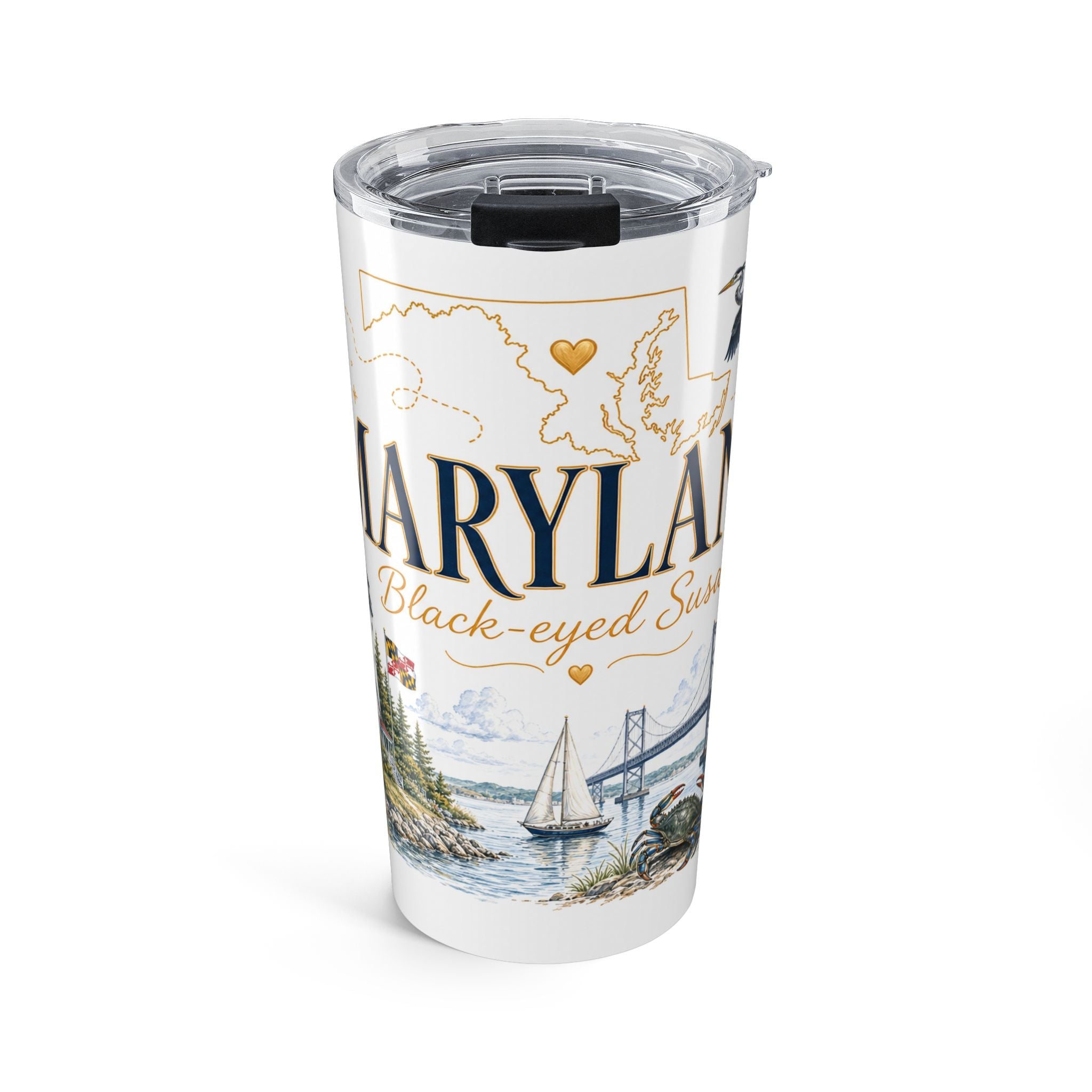 Maryland State Flower 20oz Tumbler | Black-eyed Susan Botanical State Flower Gift | Insulated Stainless Steel Travel Cup