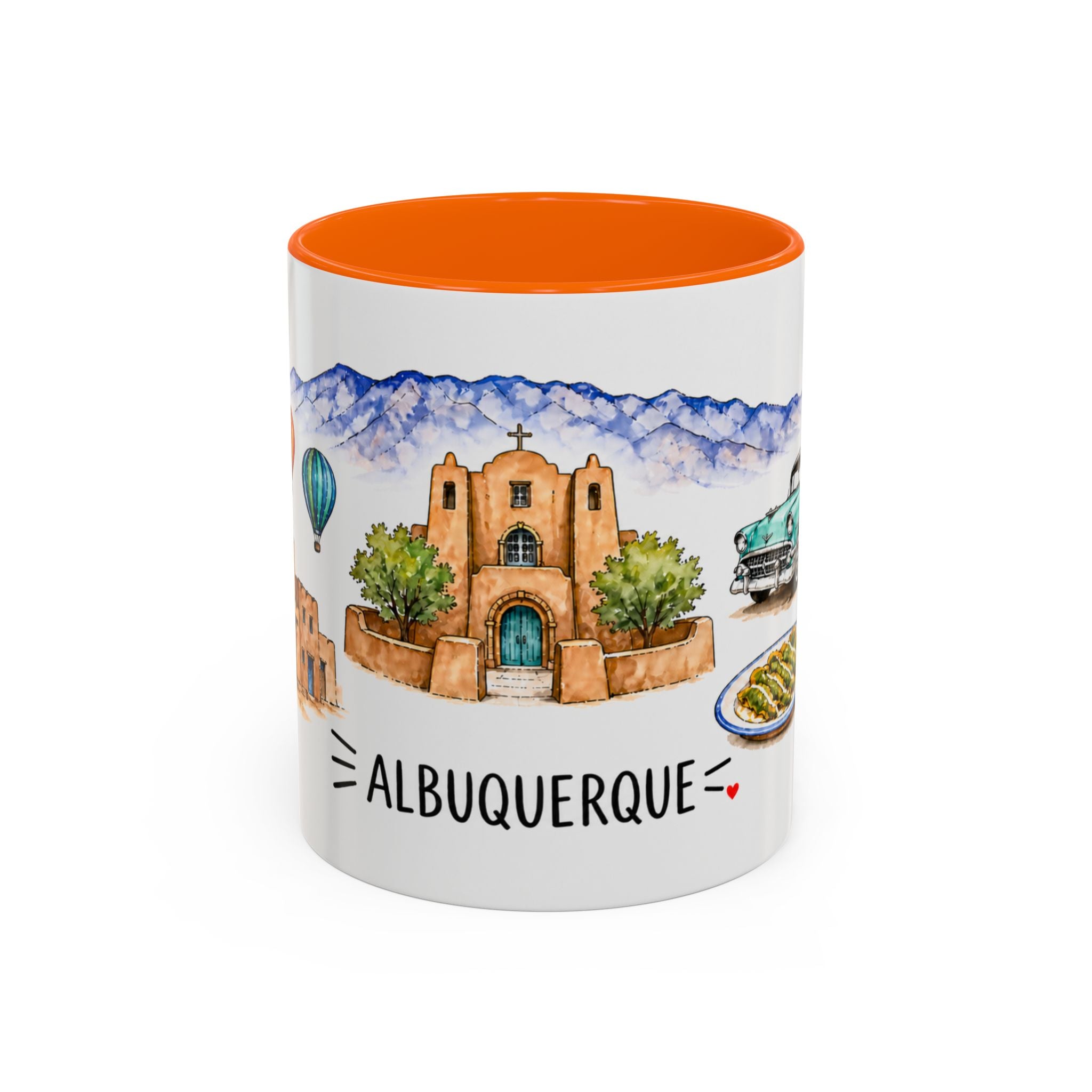 Albuquerque Illustrated Travel Mug | City Souvenir Accent Coffee Mug | 11oz 15oz Ceramic Cup
