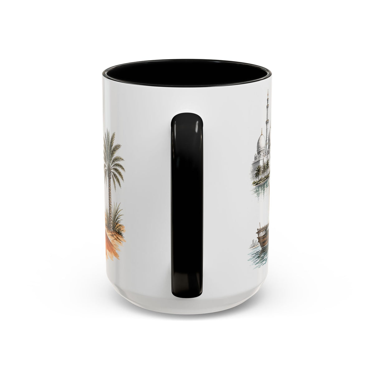Abu Dhabi Coffee Mug | United Arab Emirates Travel Souvenir | Vintage Illustrated City Gift | 11 oz 15 oz Accent Mug