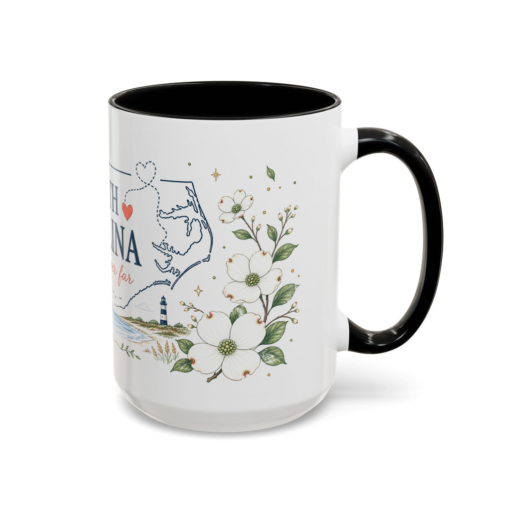 North Carolina State Map Mug | Moving Away, Homesick Gift | Botanical Accent Coffee Cup