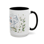 North Carolina State Map Mug | Moving Away, Homesick Gift | Botanical Accent Coffee Cup