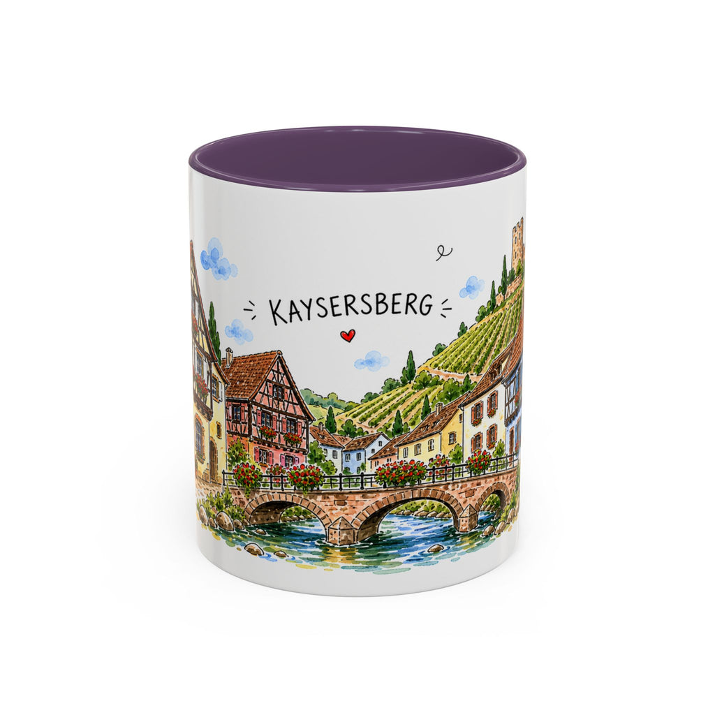 Kaysersberg Illustrated Travel Mug | France Souvenir Accent Coffee Mug | 11oz 15oz Ceramic Cup