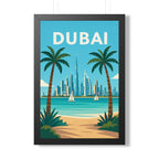 Dubai Beach United Arab Emirates Framed Poster | Vintage Travel Wall Art | Black Walnut White Frame | 16x24 20x30