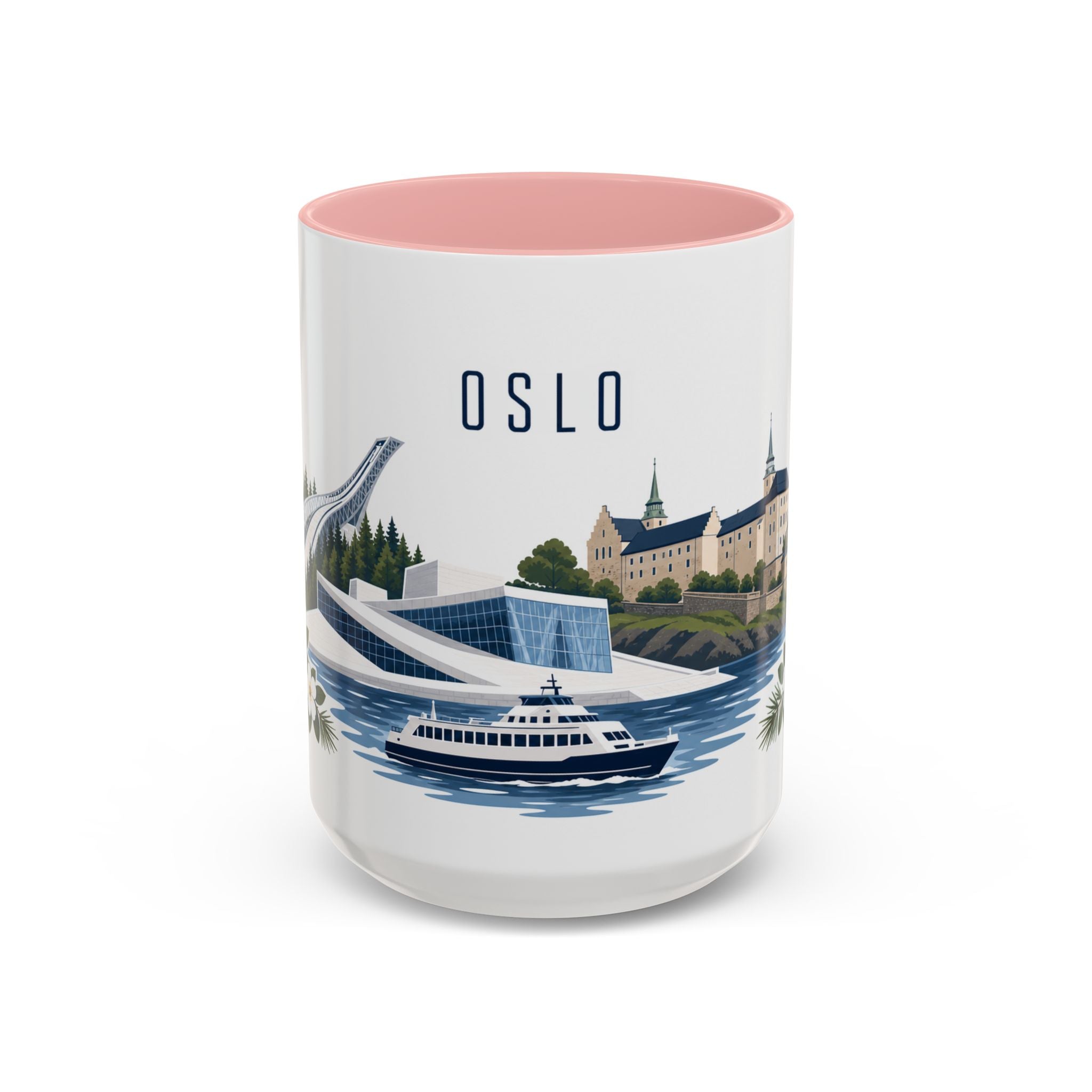 Oslo Coffee Mug | Norway Travel Souvenir | Porcelain Decal City Gift | 11oz 15oz Accent Mug