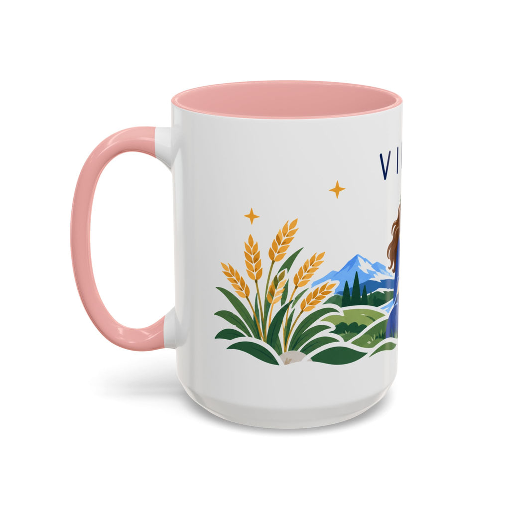 Virgo Zodiac Coffee Mug | Maiden and Wheat Design | Astrology Birthday Gift | 11 oz 15 oz Ceramic Accent Mug