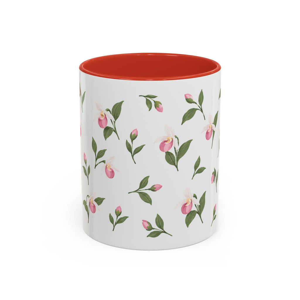 Minnesota Pink and White Lady Slipper Mug, State Flower Floral Coffee Cup, 11oz Botanical Gift