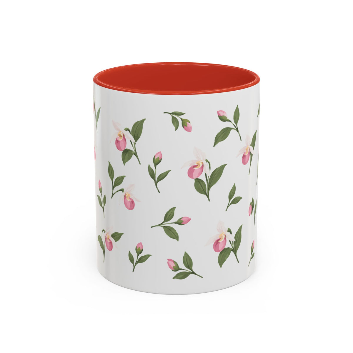Minnesota Pink and White Lady Slipper Mug, State Flower Floral Coffee Cup, 11oz Botanical Gift