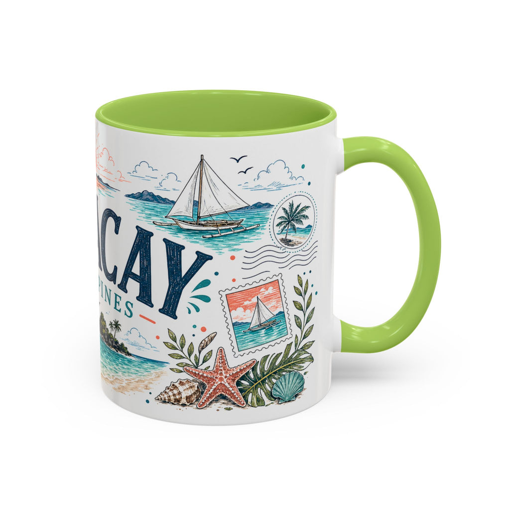 Boracay Coffee Mug | Travel Destination Souvenir Gift | Accent Color Ceramic 11oz 15oz