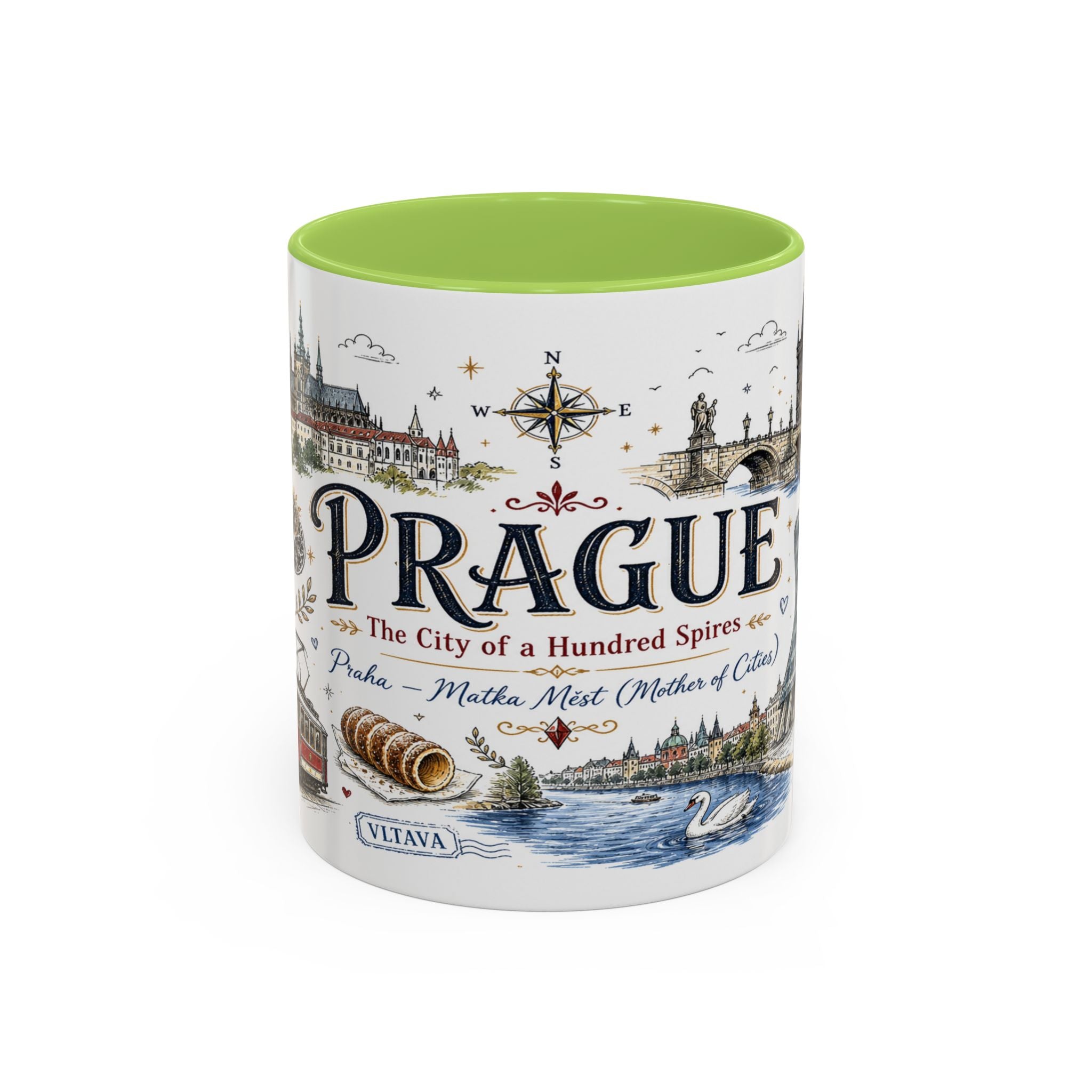 Prague Coffee Mug | Czech Republic Souvenir Travel Gift | Accent Color Ceramic 11oz 15oz