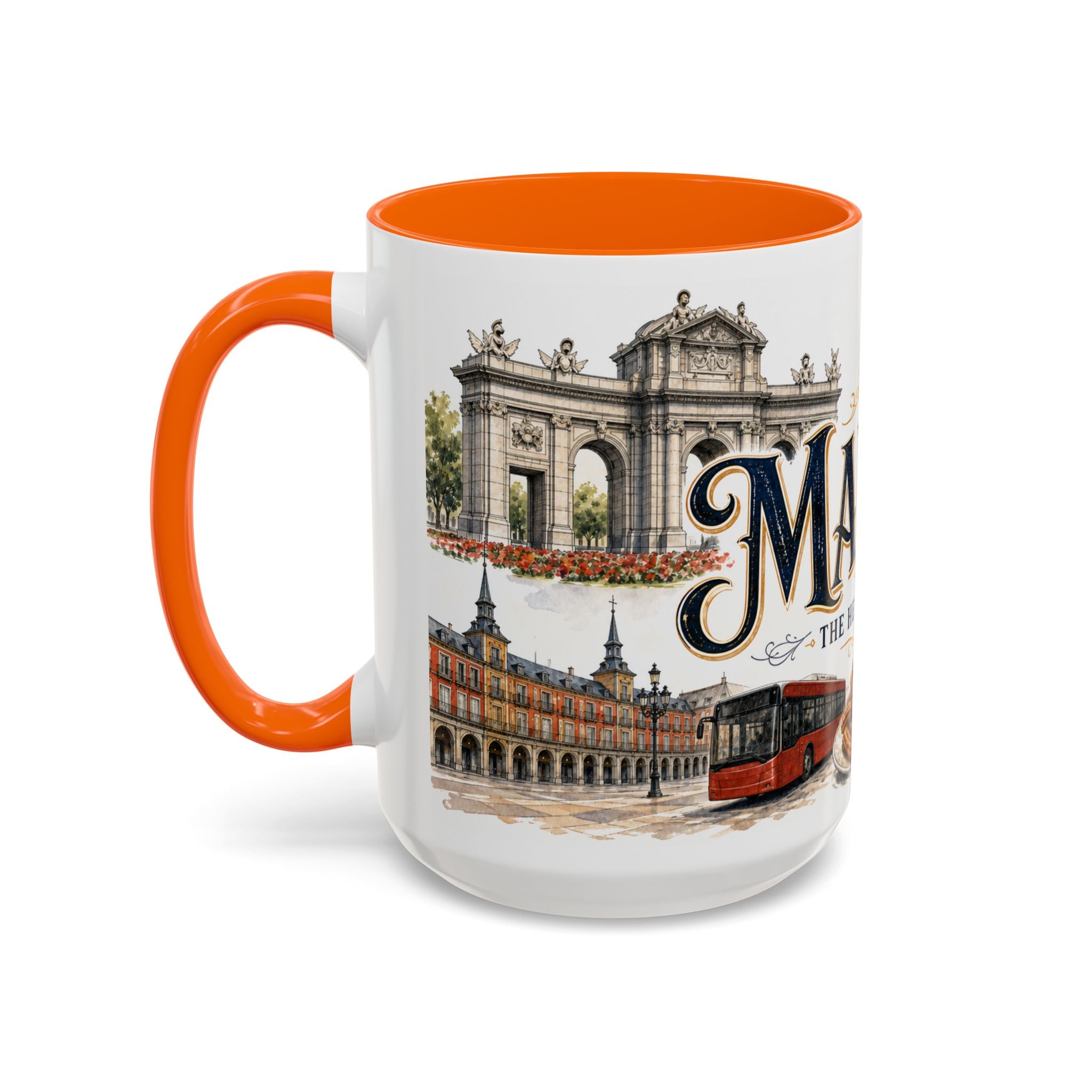 Madrid Coffee Mug | Spain Travel Souvenir | Vintage Illustrated City Gift | 11 oz 15 oz Accent Mug