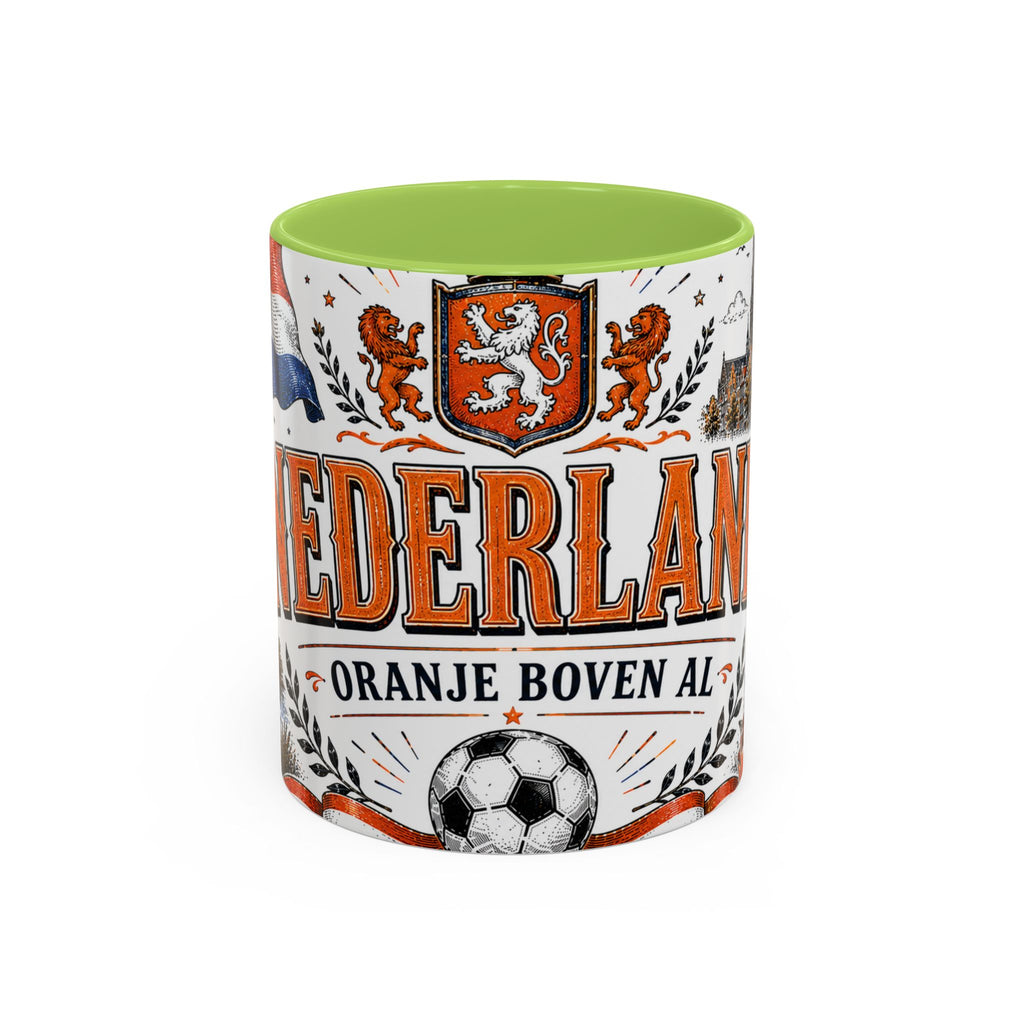 Netherlands Soccer Coffee Mug | World Cup Fan Gift | Accent Color Ceramic 11oz 15oz Match Day Cup