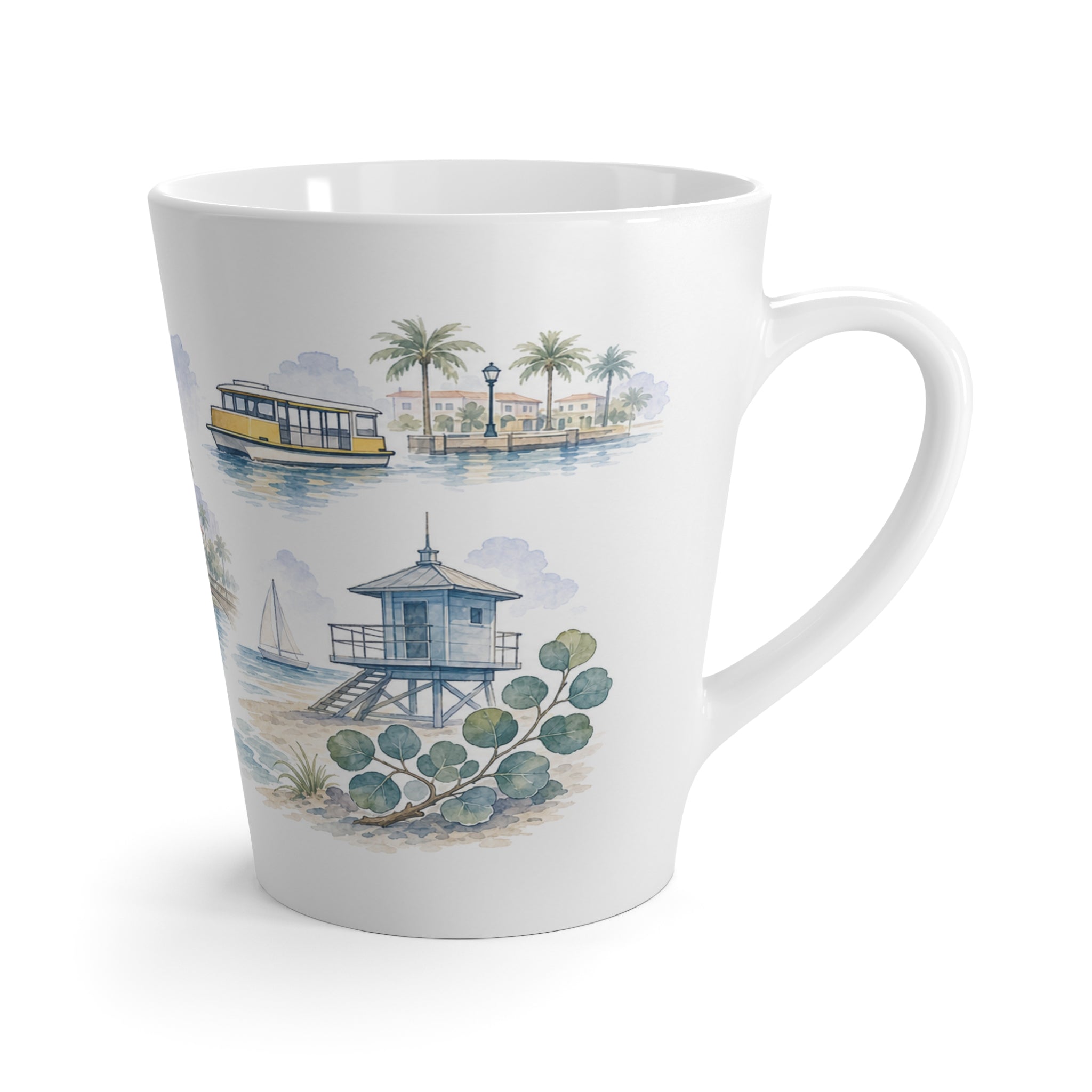 Fort Lauderdale Latte Mug | Watercolor City Travel Mug | 12 oz Ceramic Souvenir Gift