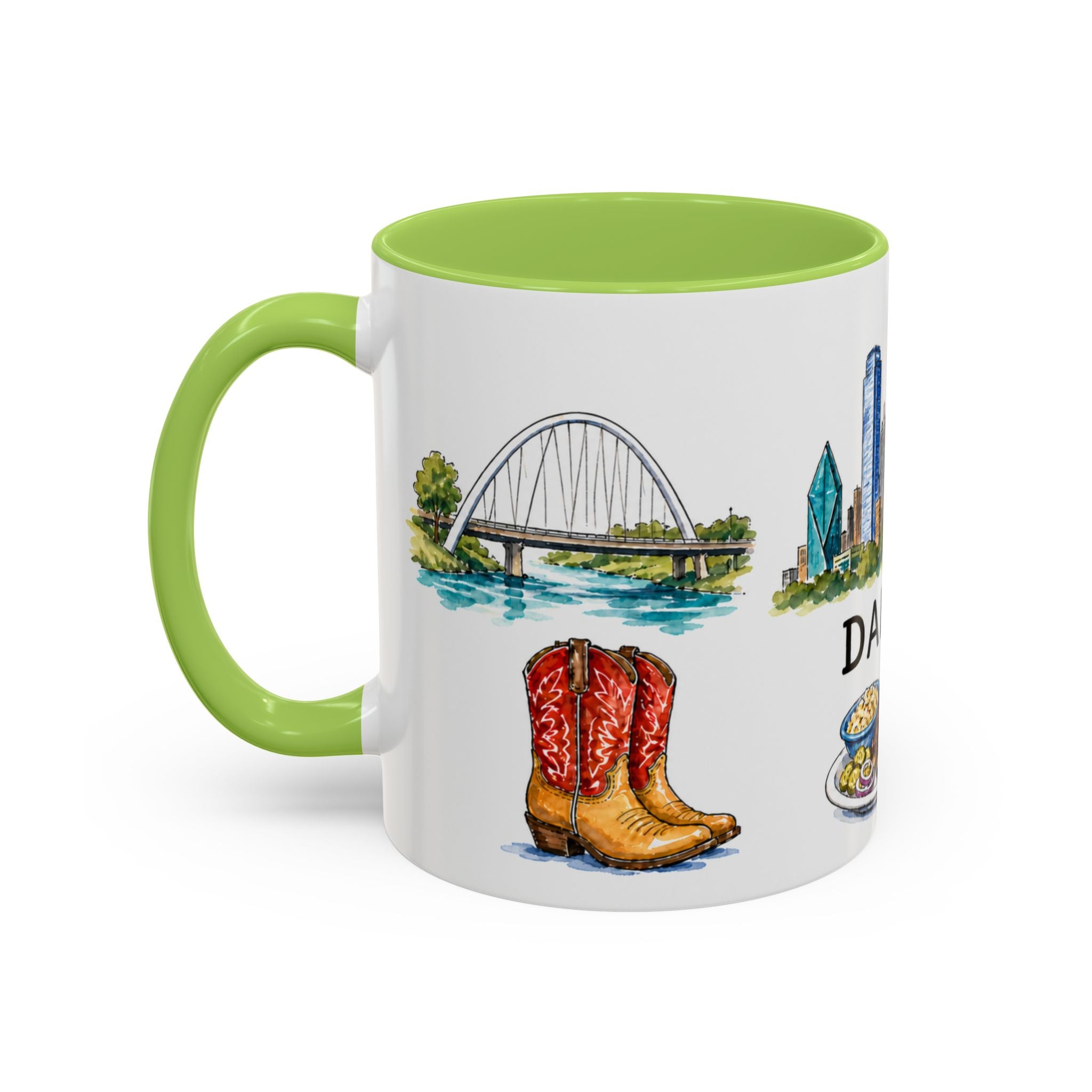 Dallas Illustrated Travel Mug | City Souvenir Accent Coffee Mug | 11oz 15oz Ceramic Cup