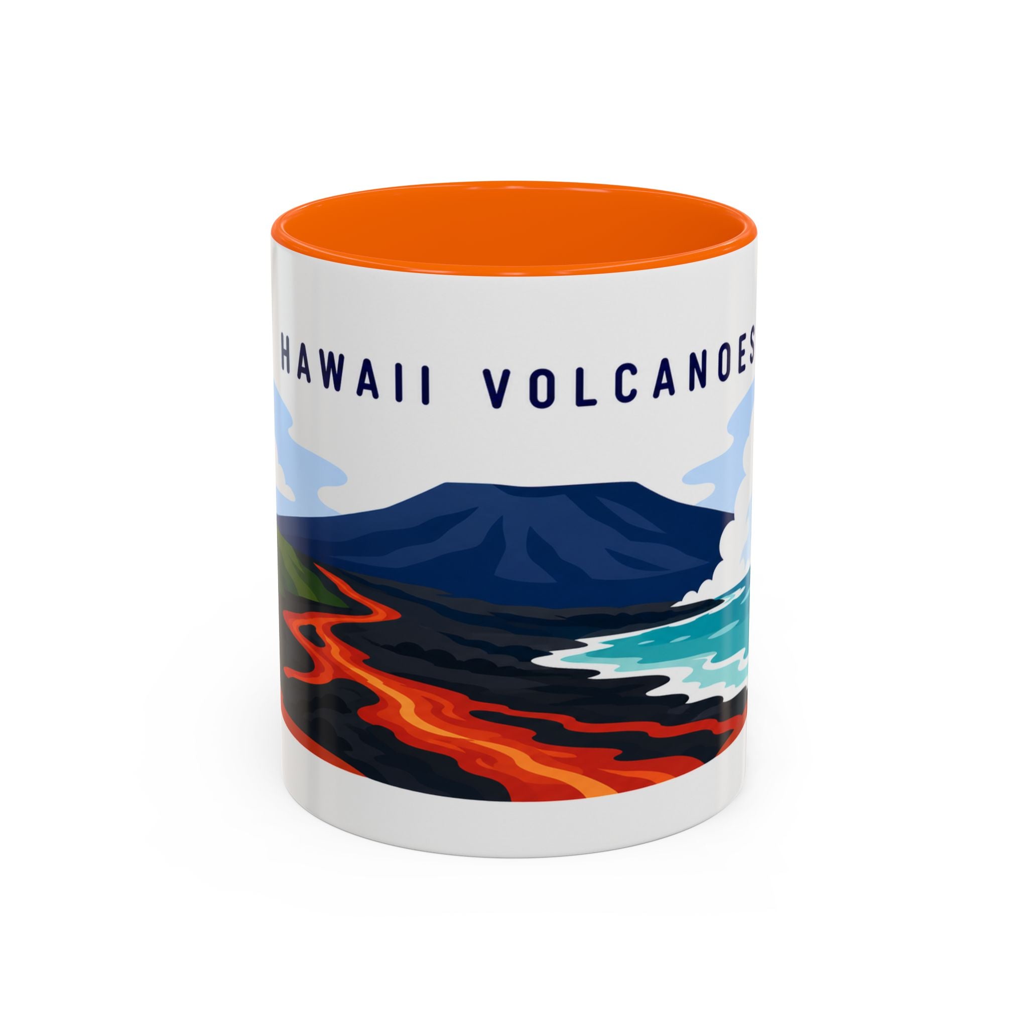 Hawaii Volcanoes Coffee Mug | Travel Destination Souvenir Gift | Accent Color Ceramic 11oz 15oz