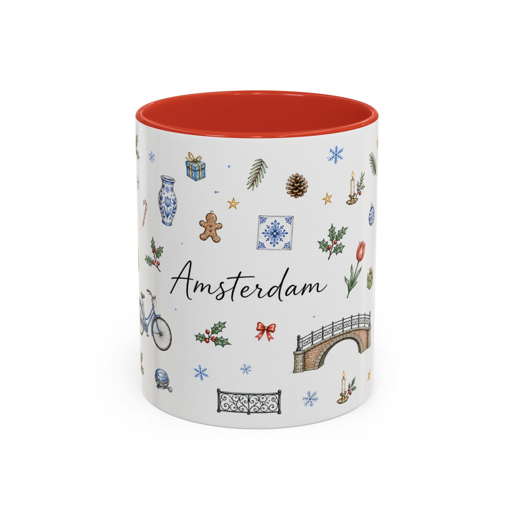 Amsterdam Christmas Watercolor Mug | Festive City Souvenir Coffee Cup