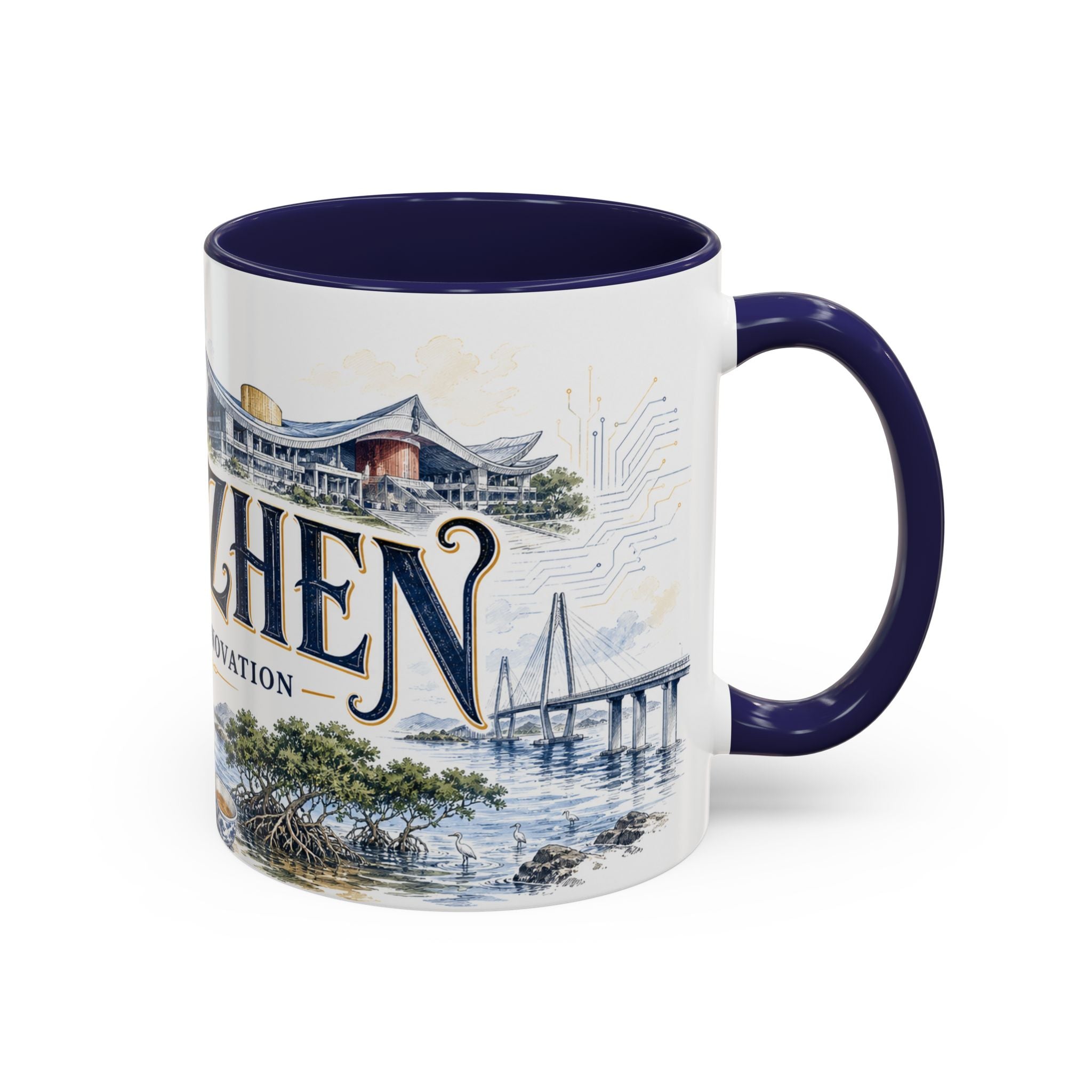 Shenzhen Coffee Mug | China Travel Souvenir | Vintage Illustrated City Gift | 11 oz 15 oz Accent Mug