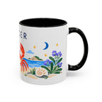 Cancer Zodiac Coffee Mug | Crab and Coastal Design | Astrology Birthday Gift | 11 oz 15 oz Ceramic Accent Mug