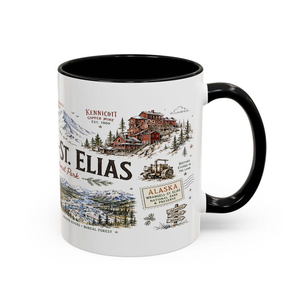 Wrangell-St. Elias National Park Coffee Mug | Alaska Wilderness Climbing Gift | Accent Color Ceramic 11oz 15oz