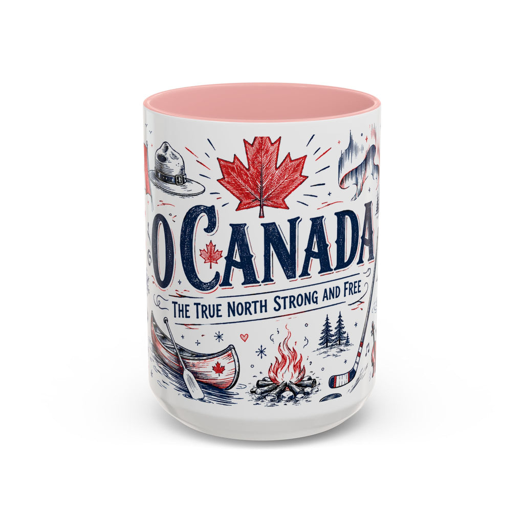 O Canada True North Coffee Mug | Canadian Pride Gift | Accent Color Ceramic 11oz 15oz