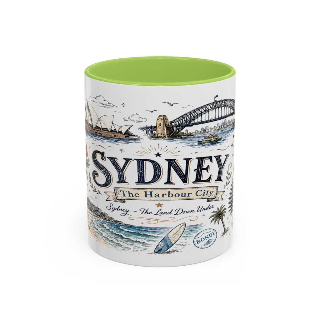 Sydney Coffee Mug | Australia Souvenir Travel Gift | Accent Color Ceramic 11oz 15oz
